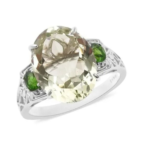 Russian Diopside Prasiolite Ring in Sterling Silver 8.50 ctw Size 7 - Picture 7 of 7